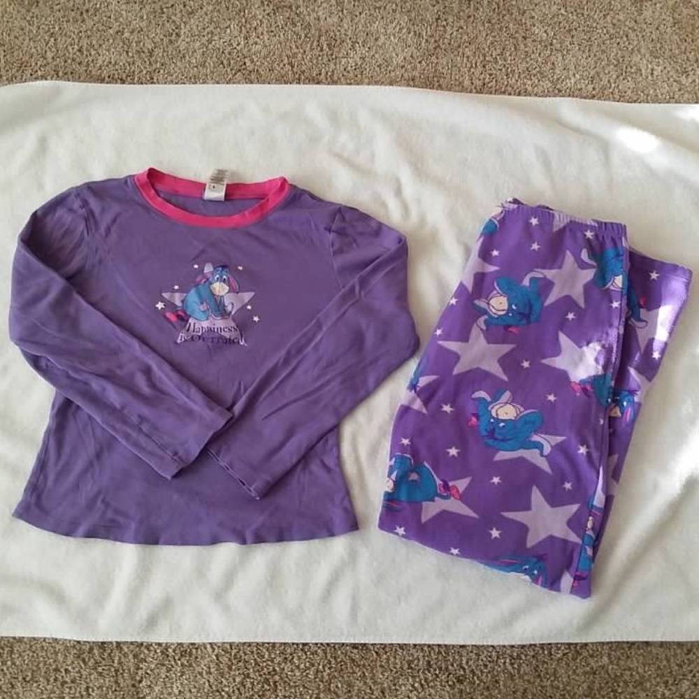 Disney Eeyore Purple Happiness is Overrated Pajama Set Ladies Small